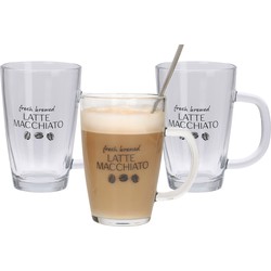 Set van 4x latte Macchiato glazen inclusief lepels 300 ml - Koffie- en theeglazen