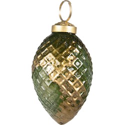 Clayre & Eef Kerstbal  Ø 5 cm Groen Goudkleurig Glas Kerstdecoratie