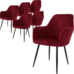 Set van 2 eetkamerstoelen, Bordeaux, met rugleuning en armleuningen