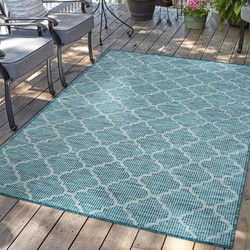Hilaria Buitenkleed Geruit Blauw vloerkleed - Voor Binnen & Buiten - 240 X 340 CM