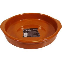 Concorde Tapas ovenschaal/serveerschaal - rond - terracotta aardewerk - 3 liter - D28 x H6 cm - Snack en tapasschalen