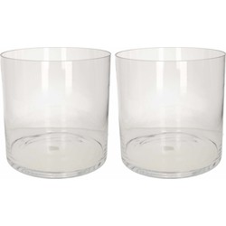 2x Glazen bloemen cylinder vaas/vazen 30 x 30 cm transparant - Vazen