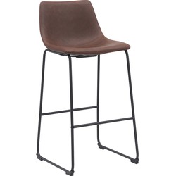 LABEL51 Barkruk Risto - Bruin - PU-Leder - Zithoogte 75