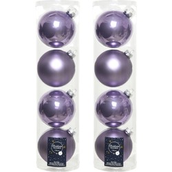 12x stuks glazen kerstballen heide lila paars 10 cm mat/glans - Kerstbal