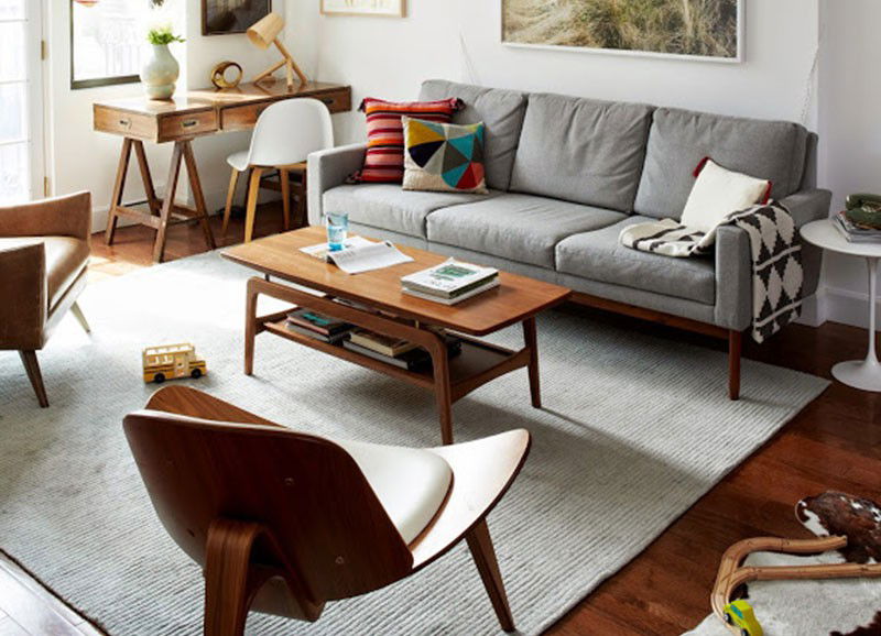 Mid-Century interieur met hout