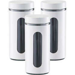 Zeller voedsel keuken voorrraadpot - 3x - metaal - wit - 1200 ml - Voorraadblikken