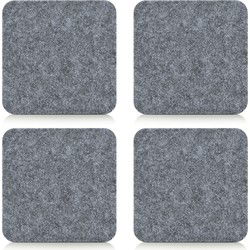 Onderzetters - 4x stuks - grijs - vilt - 10 x 10 cm - voor glazen - Glazenonderzetters