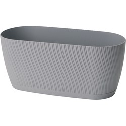 Form Plastic Plantenbak/bloembak Waves - kunststof - platina grijs - D27 x B12 x H12 cm - Plantenpotten