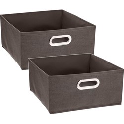 Set van 4x stuks opbergmand/kastmand 14 liter bruin linnen 31 x 31 x 15 cm - Opbergmanden