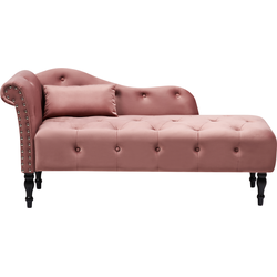 Beliani IVRY - Chaise longue-Roze-Fluweel