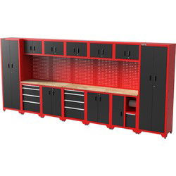Feistos Gereedschapswand Hoge kast Juno 12 - 46x462x198cm - Zwart/Rood