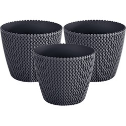 Prosperplast Plantenpot Splofy - 5x - antraciet - kunststof - D16 x H13 cm - Plantenpotten
