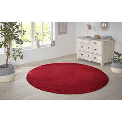 Rond Laagpolig Effen Uni Vloerkleed - Nasty - Rood - 200cm rond Ø