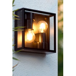 Tijdloos strakke klassieke dubbele lamp wand of plafond IP65 zwart