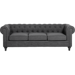 Beliani CHESTERFIELD - Driezitsbank-Grijs-Polyester