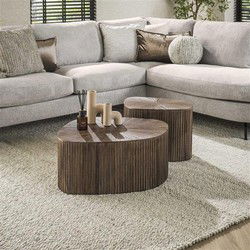 Hoyz Collection - Salontafel XL Driehoek Maya Teak - Teak Rust Brown - Set van 2