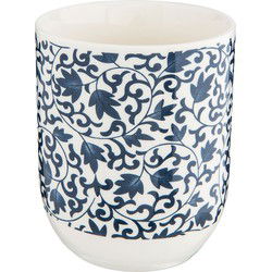 Clayre & Eef Mok  100 ml Blauw Porselein Rond Bladeren Theemok