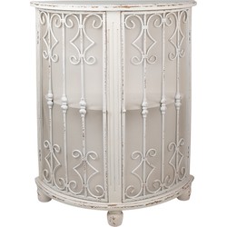 Clayre & Eef Wandkast  81x32x103 cm Wit Hout Ijzer Halfrond Opbergkast