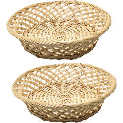 Broodmand rond - 2x - kunststof - D33 cm - mandje rotan/riet - broodmand