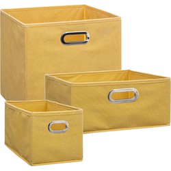 Set van 3x stuks opbergmanden/kastmanden 7/14/29 liter geel van linnen 31 cm - Opbergkisten