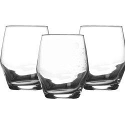 LAV Waterglazen tumblers Ella - transparant glas - 3x stuks - 370 ml - Drinkglazen