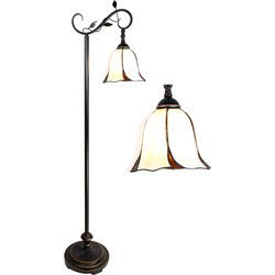 Lumilamp Tiffany Vloerlamp Wit Bruin Polyresin