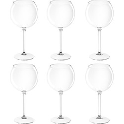 Set van 12x stuks rode wijn/gin tonic ballon glazen 650 ml van onbreekbaar transparant kunststof - Wijnglazen