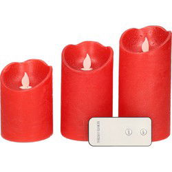 Lumineo Stompkaarsen - LED - 3x- rood - met afstandsbediening - LED kaarsen