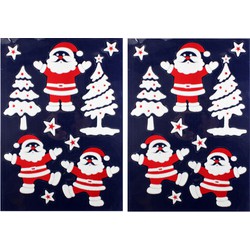 2x Kinderkamer kerst raamstickers kerstmannetjes 28,5 x 40 cm - Feeststickers