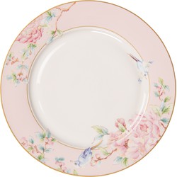 Clayre & Eef Dinerbord  Ø 27 cm Roze Wit Porselein Bloemen Eetbord