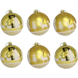 Gerimport Kerstballen - goudkleurig - 6ST - gedecoreerd - D6 cm - Kerstbal