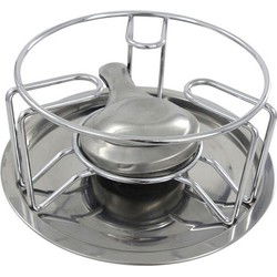 Rechaud warmhoudplaatje - chroom - 23 x 11 cm -voor theepotten/pannen - Panonderzetters