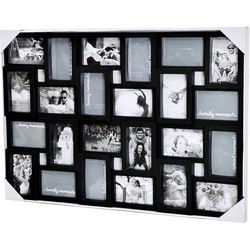 Decopatent - XL Fotolijst Collage voor 24 Foto's van (15x10 & 10x15 Cm) - Fotolijsten - Fotolijstje met 24 fotokaders - 85.5 x 57 Cm - Zwart