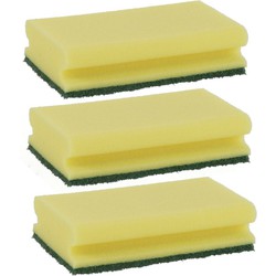 20x Grote gele schuurspons met greep 16,5 x 8 x 4,7 cm - Schuursponzen