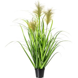 Kopu® Kunstplant Chinees Riet 90 cm - 3 pluimen - in zwarte pot