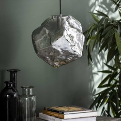 Hanglamp 1-Lichts - Glas - Chrome - 28x28x28cm - Lamp Rock