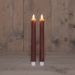 B.O. 2Pcs 3D Wick Antique Pink Taper Candle 23 cm Rustic Wax