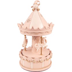 Clayre & Eef Muziekdoos Draaimolen 20 cm Roze Polyresin Kerstdecoratie Beeld