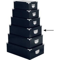 5Five Opbergdoos/box - donkerblauw - L40 x B26.5 x H14 cm - Stevig karton - Bluebox - Opbergbox