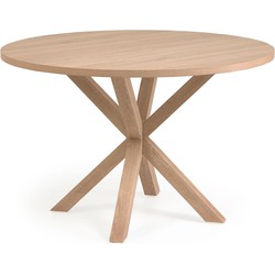 Kave Home - Argo ronde tafel afgewerkt in naturel melamine en stalen poten met houteffect Ø 120 cm