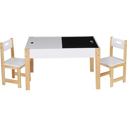 Decopatent® Kindertafel met stoeltjes van hout - 1 tafel en 2 stoelen - Kinder tafel en Krijttafel - Kleurtafel - Speeltafel Zitgroep