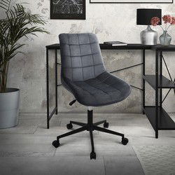 Bureaustoel op wielen grijs met fluwelen bekleding en metalen frame ML design