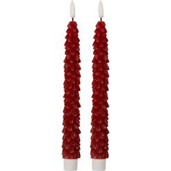 Clayre & Eef LED Dinerkaarsen set van 2 Rood Wax