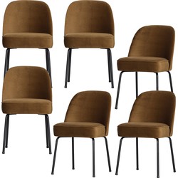 BePureHome eetkamerstoelen Vogue - Fluweel - Honinggeel - Set van 6