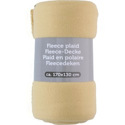 Polyester fleece deken/dekentje/plaid 170 x 130 cm licht geel - Plaids