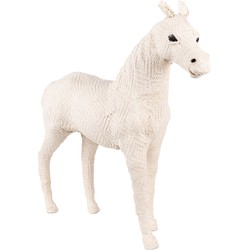 Clayre & Eef Beeld Paard 46 cm Beige Papier Ijzer Textiel Woonaccessoires