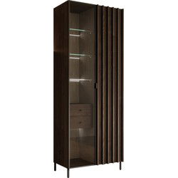 Meubella Vitrinekast Paz - Donkerbruin eiken - 73 cm