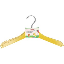 Gele kinder kleerhangers van hout 2x stuks - Kledinghangers