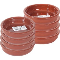 8x Terracotta tapas bakjes/schaaltjes 14 cm en 12 cm - Snack en tapasschalen