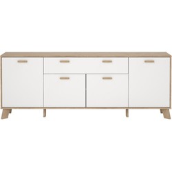 Dressoir met 4 deuren, 1 lade eikendecor en wit B195,7 cm  STORM